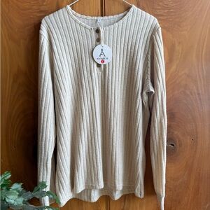 NWT Anrabess Beige Ribbed Long Sleeve Top